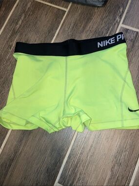 Nike Pro Women's Neon Lime Compression Bike Shorts